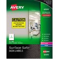 Avery Dennison Avery Surface Safe Sign Labels, 7in x 10in, White, 15/Pack 61515